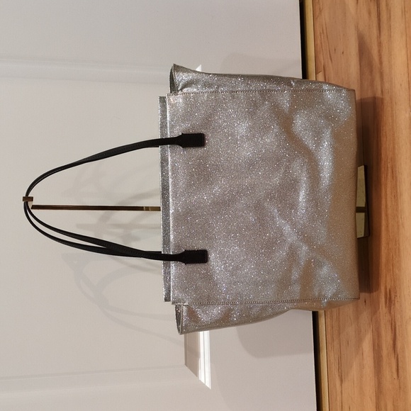 Kate Spade GUC Mavis Silver Taden Street Tote Shimmer Glitter Bag Purse CALLOUTS - Picture 4 of 16